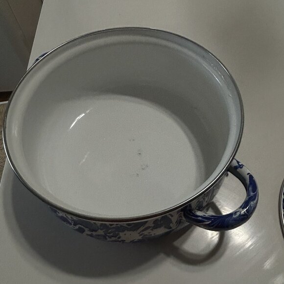 Golden Rabbit 4qt Dutch Oven Casserole Pot w Lid Cobalt Swirl Holidays - Picture 12 of 13